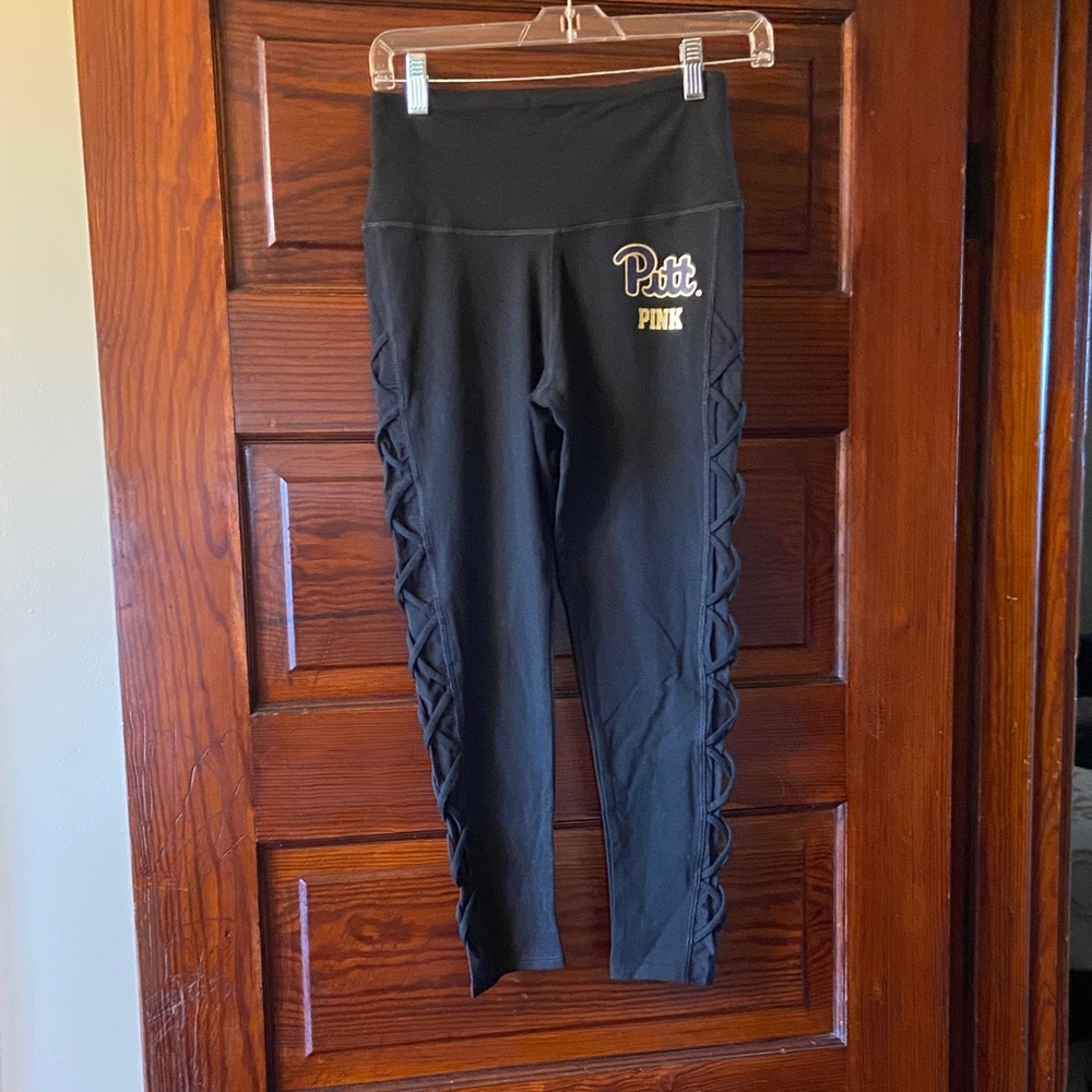 PINK Victoria's Secret Black Leggings with Logo Detail